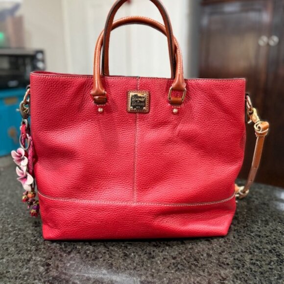 Dooney & Bourke Pebble Grain Leather Tote – Red – Large – Crossbody + Dust Bag - Picture 1 of 9